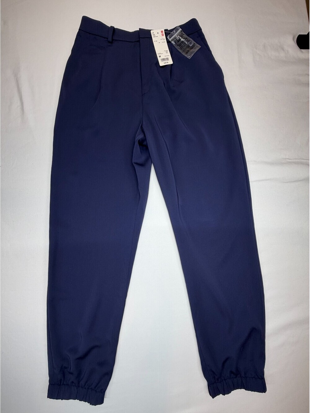 UNIQLO Women’s Jogger Pants Solid Polyester High Rise Solid Size M Blue NWT